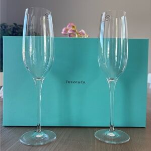 Tiffany & Co. Champagne Flutes
in Crystal Glass, Set of Two